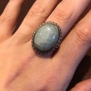 QVC Sterling Artisan Crafted Jade Ring Size 9